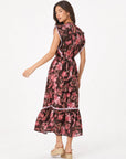 Robe midi fleurie marron dos