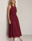 Robe midi fluide à buste smocké