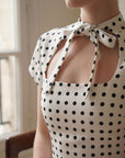 robe mini a pois col montant noue image 9