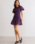 Robe mini smockée fleurie violette