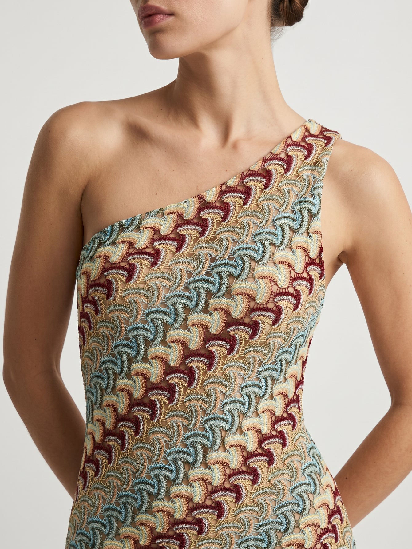 Texture de la maille crochet ondulée multicolore