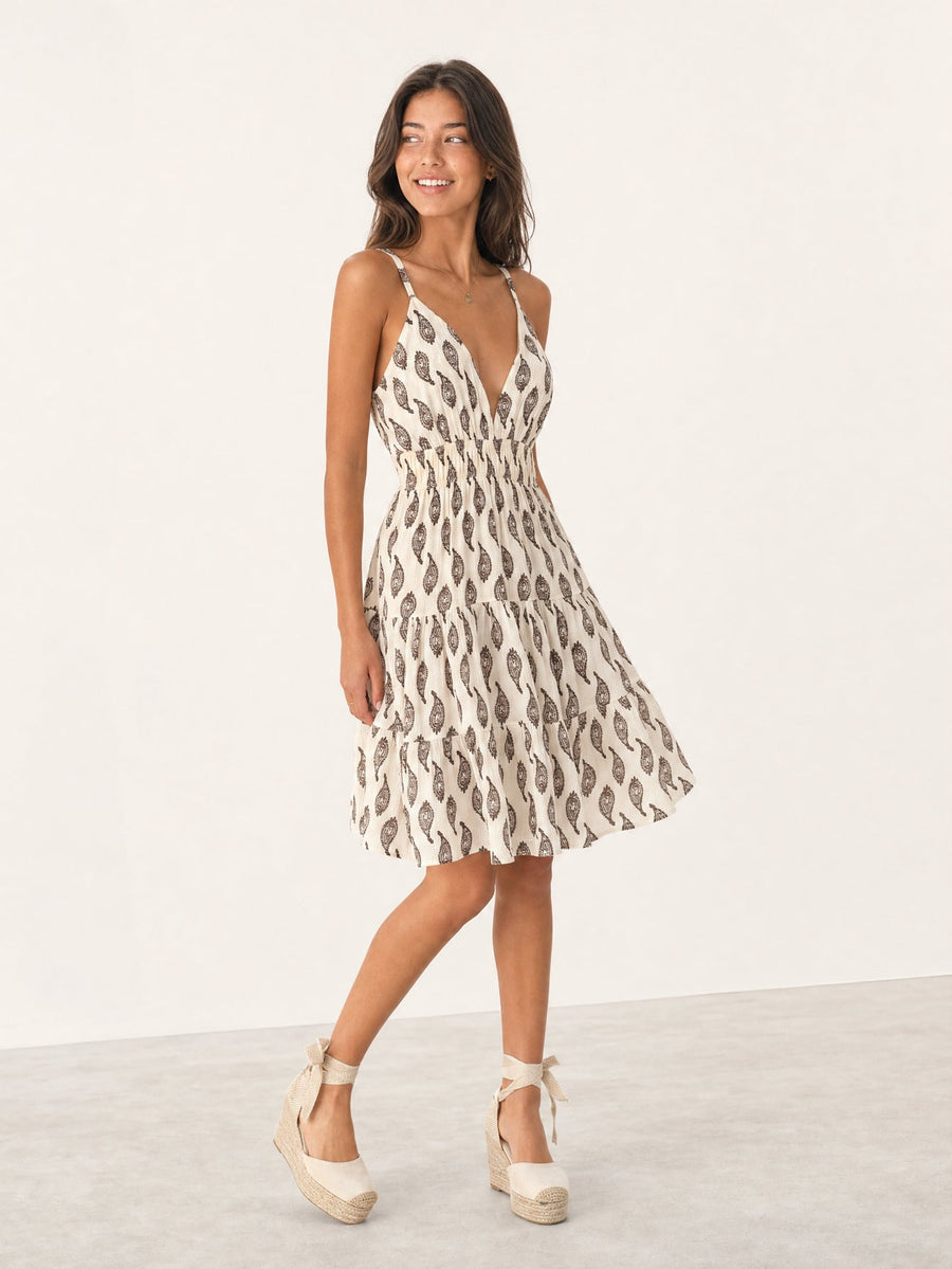 robe décolleté V bretelles fines