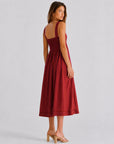 Robe midi rayée dos smocké