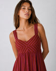 Robe midi détail buste à chevrons