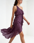 robe une epaule prune a volants highlow image 2