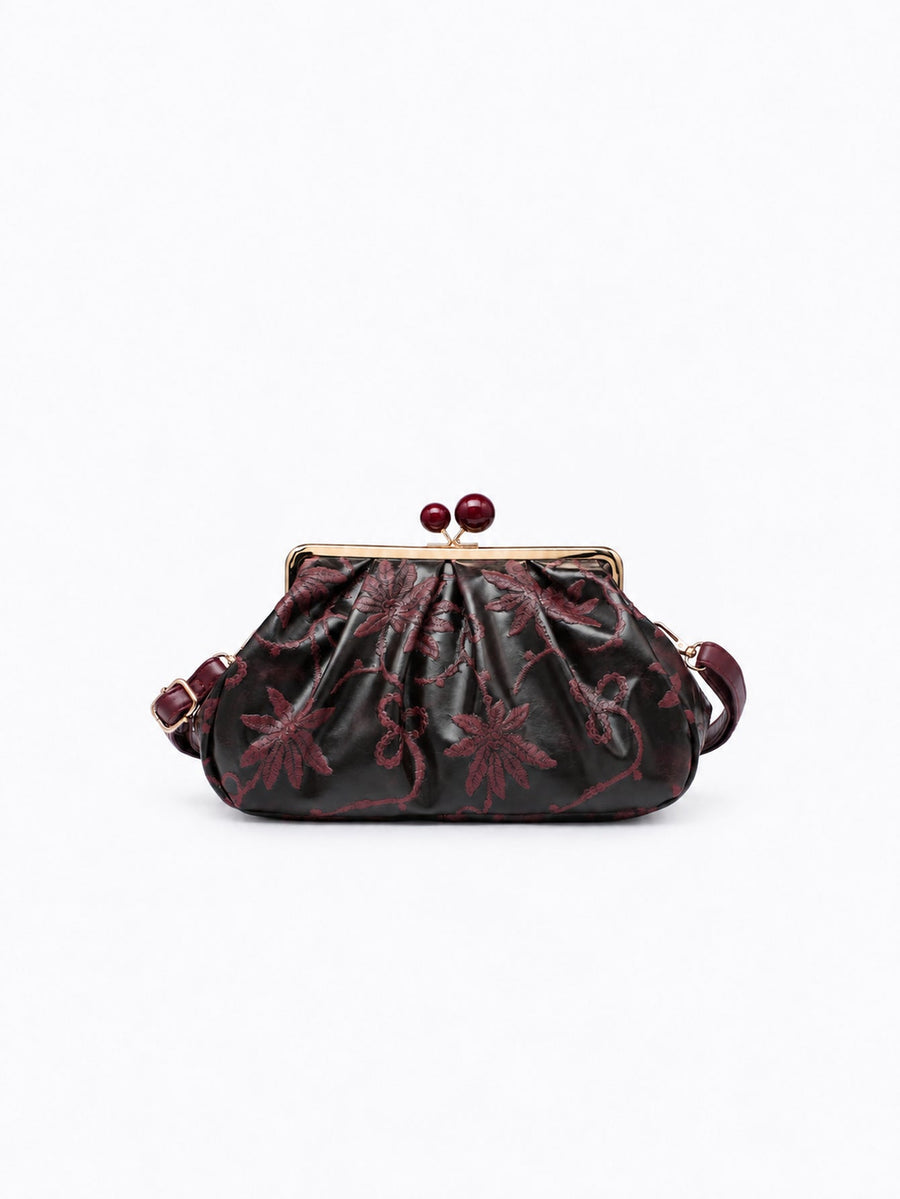 Sac à armature plissé bordeaux