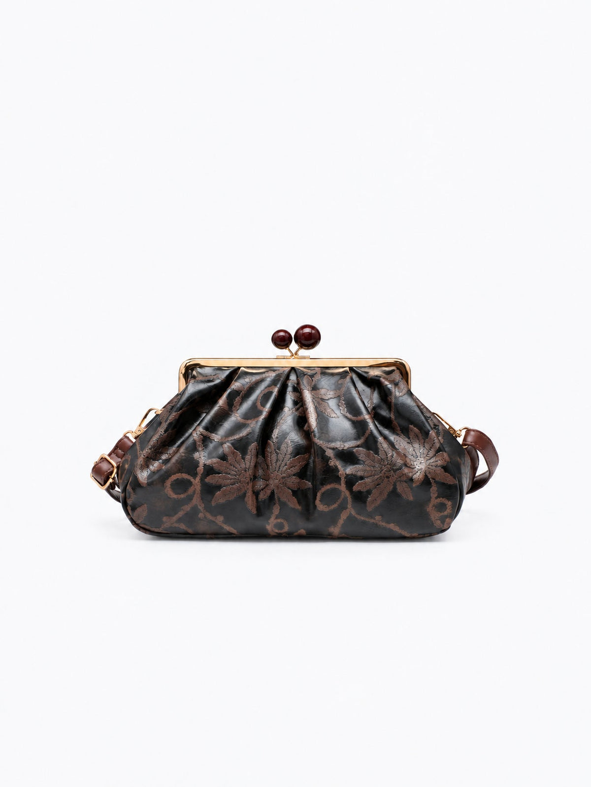 Sac à armature plissé marron