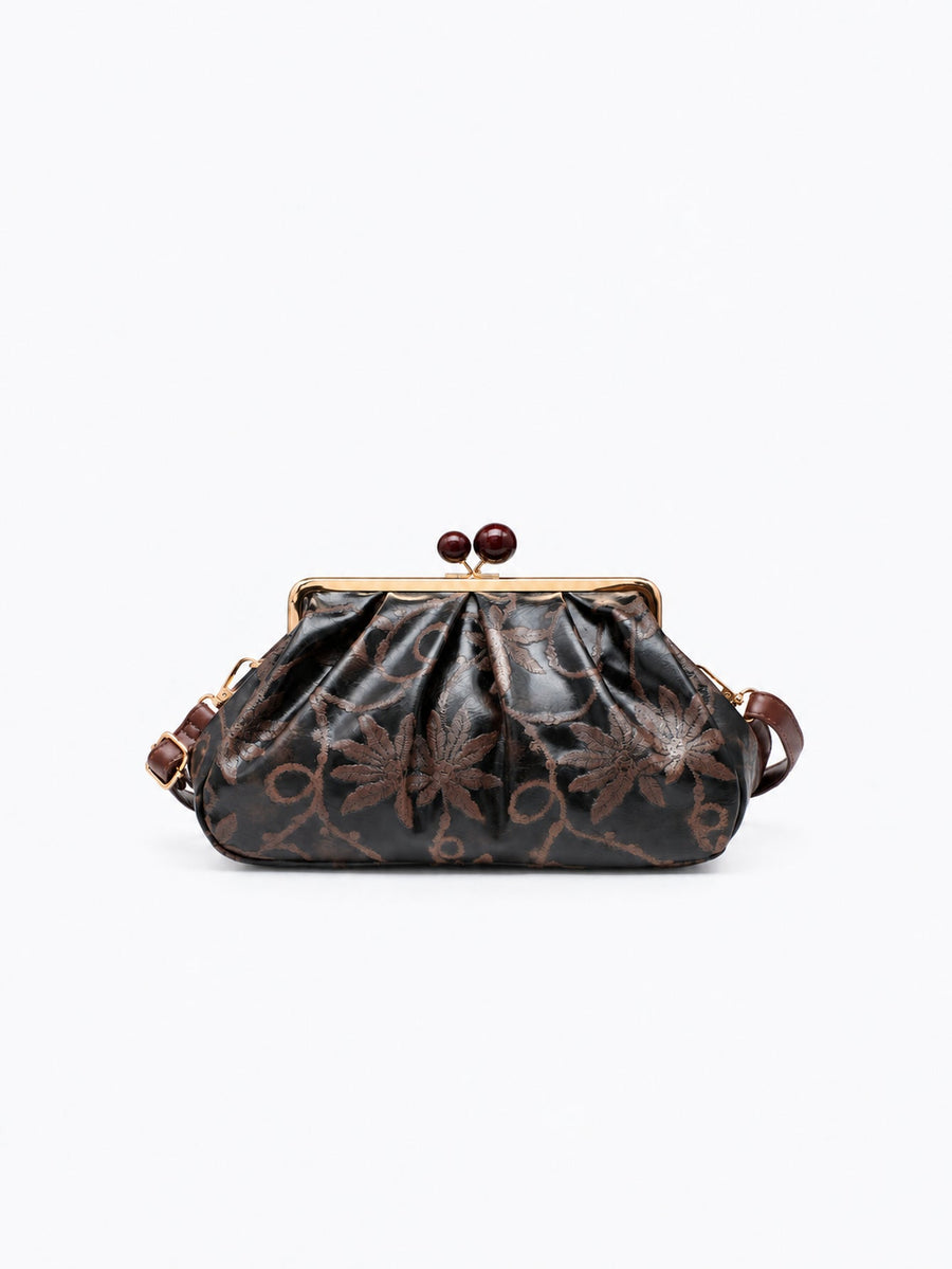 Sac à armature plissé marron