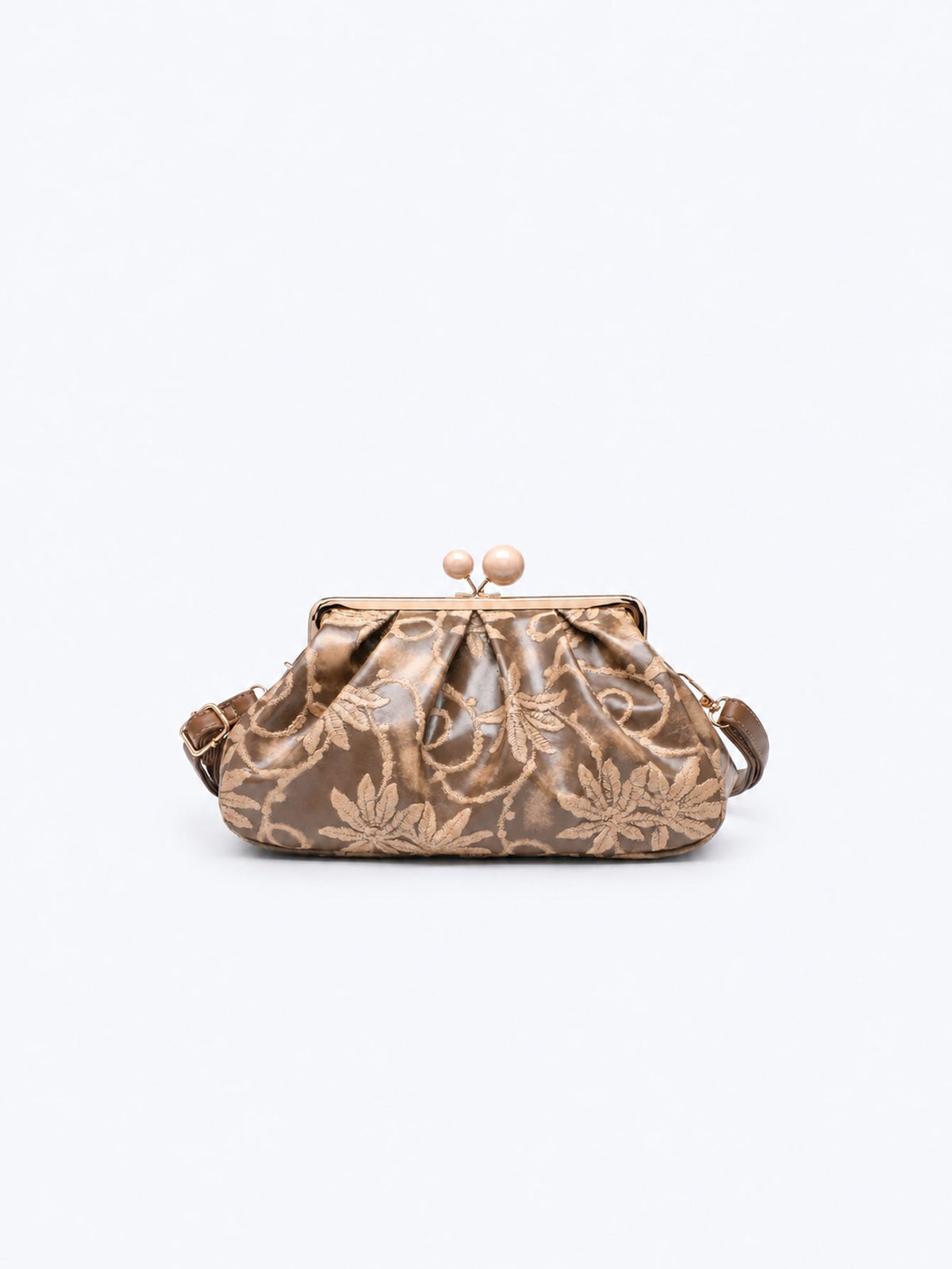 Sac à armature plissé beige doré