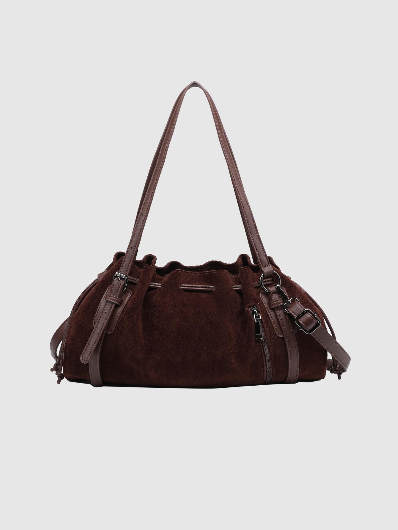 Sac baguette en suédine marron
