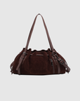Sac baguette en suédine marron