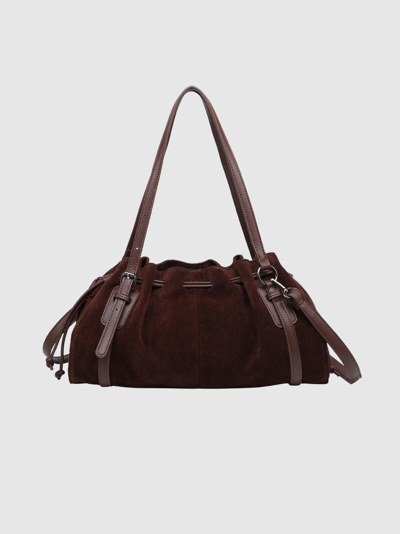 Sac baguette en suédine marron dos