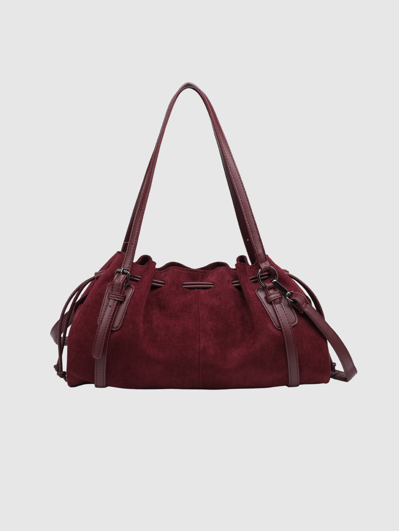 Sac baguette en suédine bordeaux