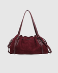 Sac baguette en suédine bordeaux