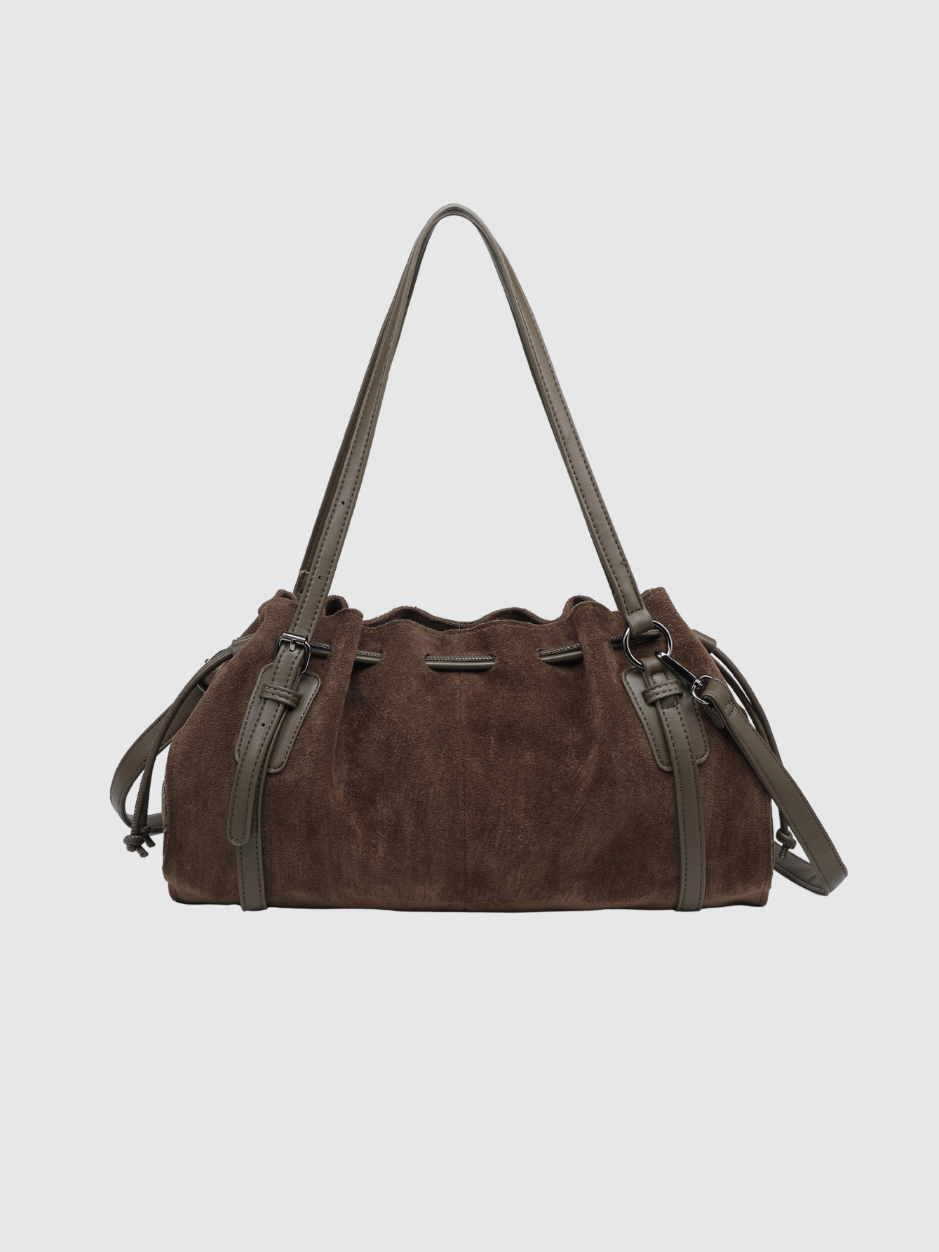 Sac baguette en suédine kaki