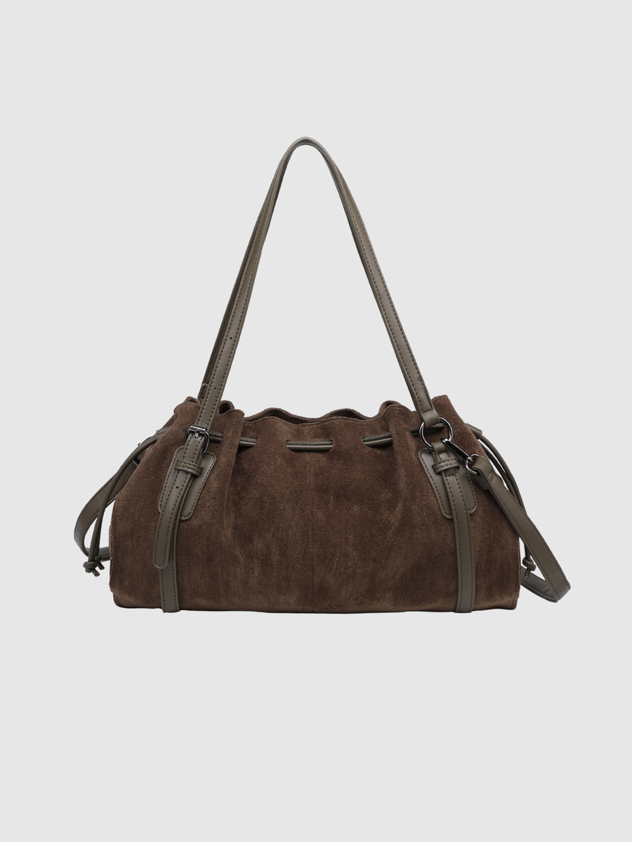 Sac baguette en suédine kaki