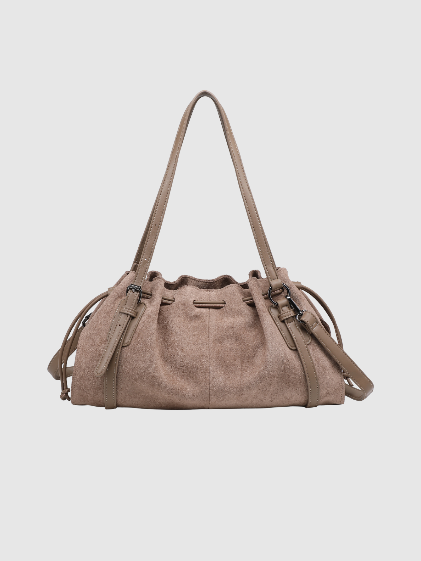 Sac baguette en suédine taupe