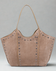 Cabas clouté en suédine beige