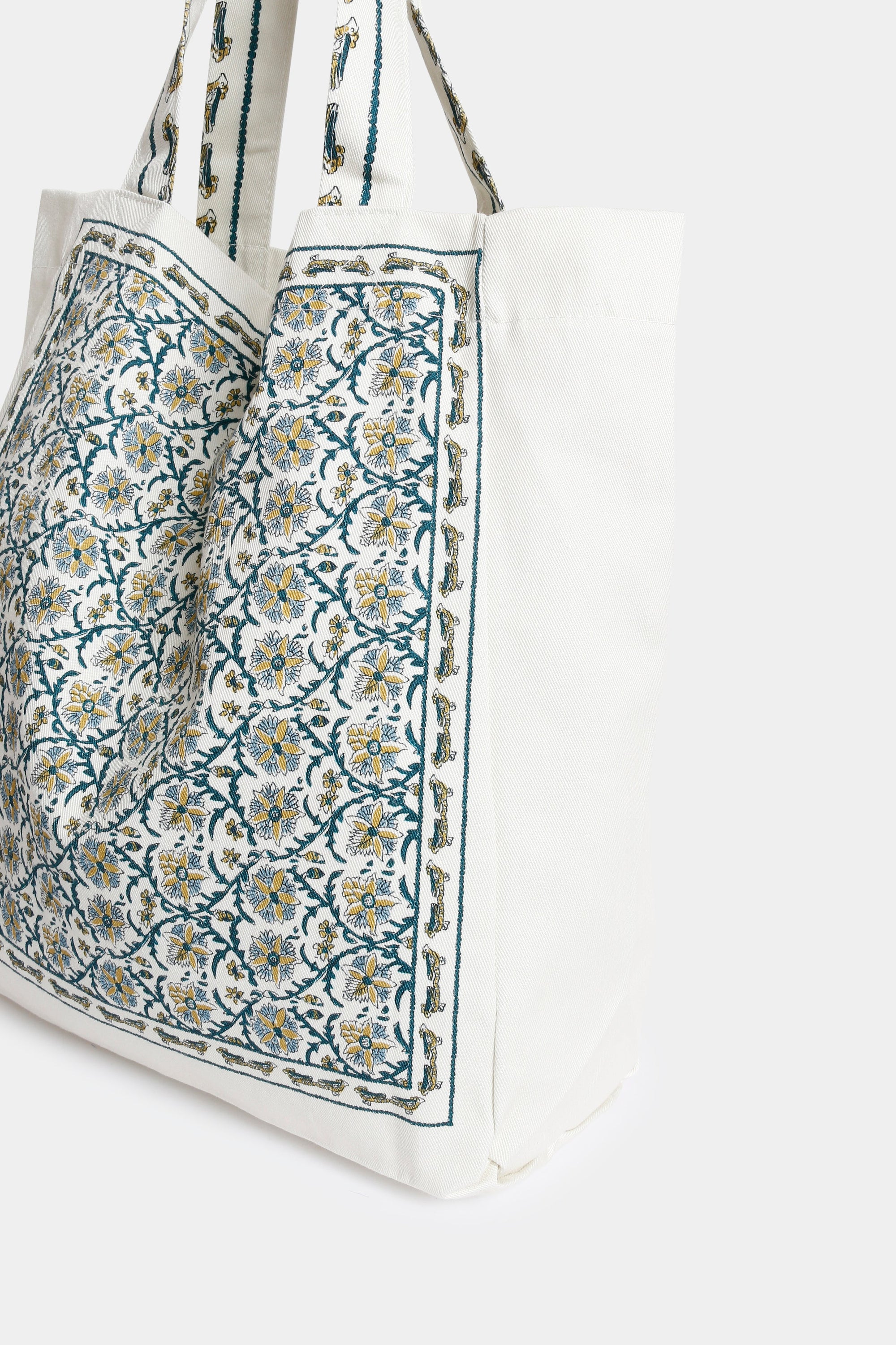 sac cabas en toile ecrue a motif fleuri image 2