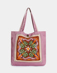 sac cabas en toile lilas imprime palmiers image 1