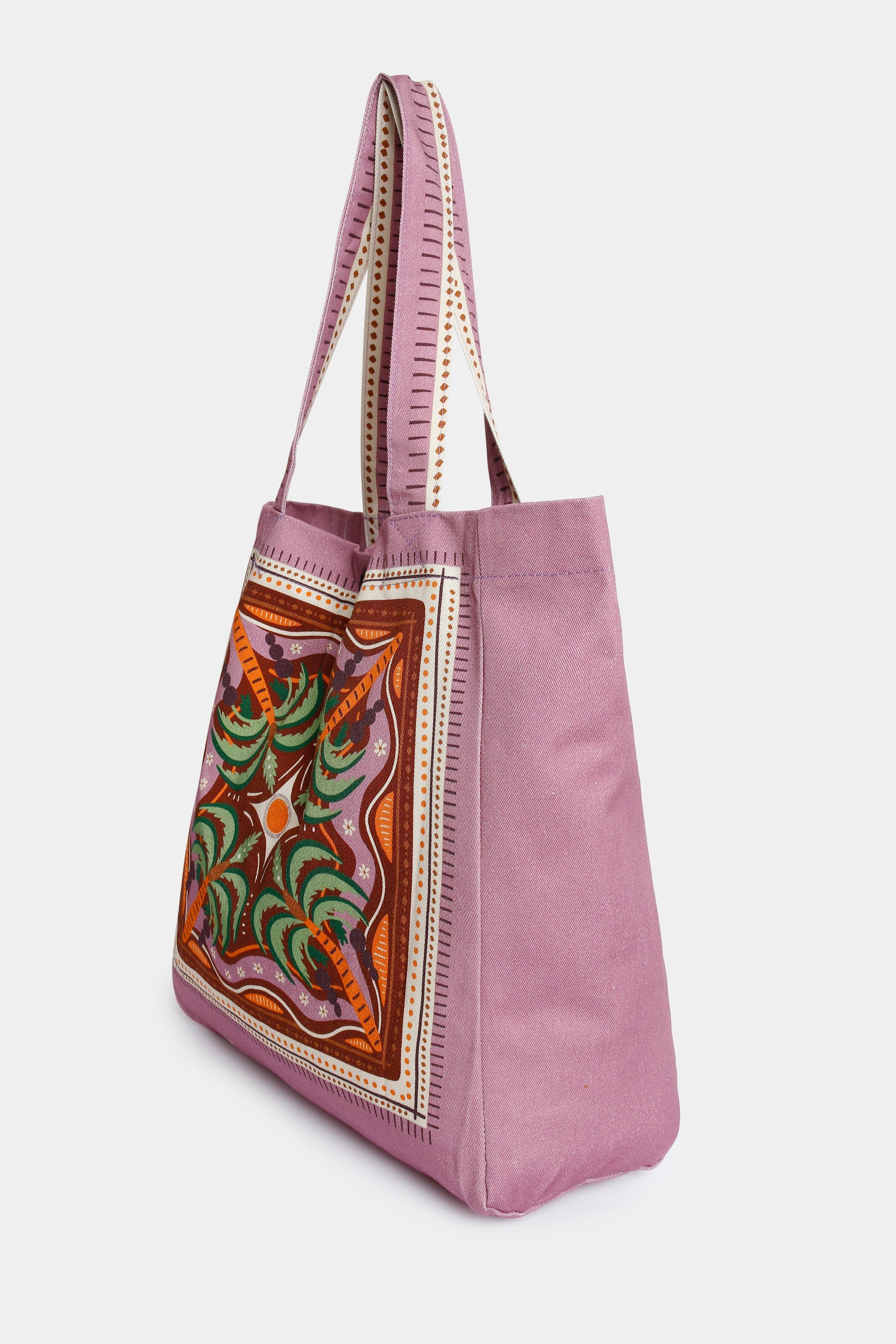 sac cabas en toile lilas imprime palmiers image 2