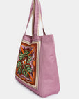 sac cabas en toile lilas imprime palmiers image 2