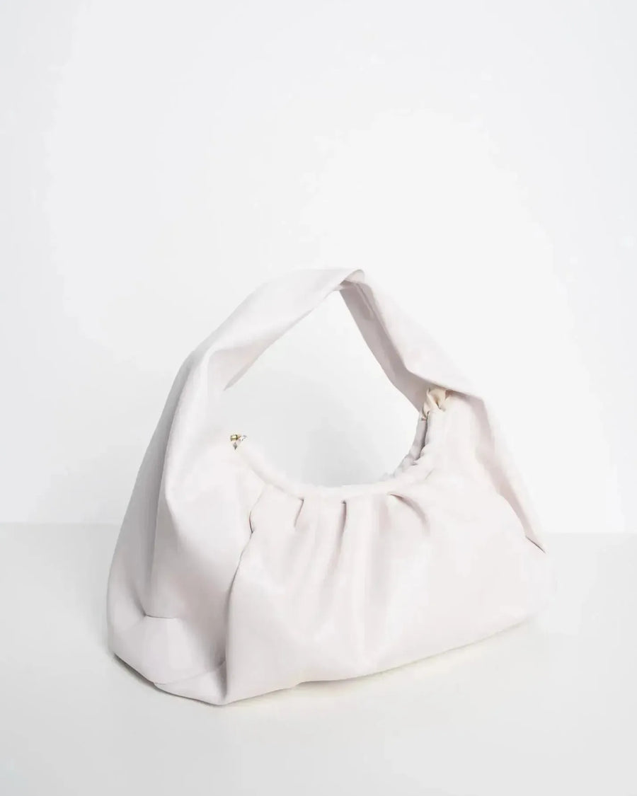Sac cabas femme chic blanc en similicuir souple avec détails froncés, sac cabas élégant