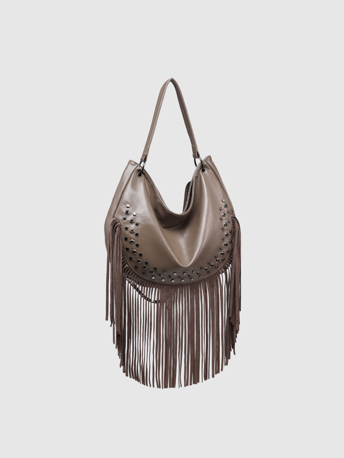 Sac hobo à franges kaki vue 3 4