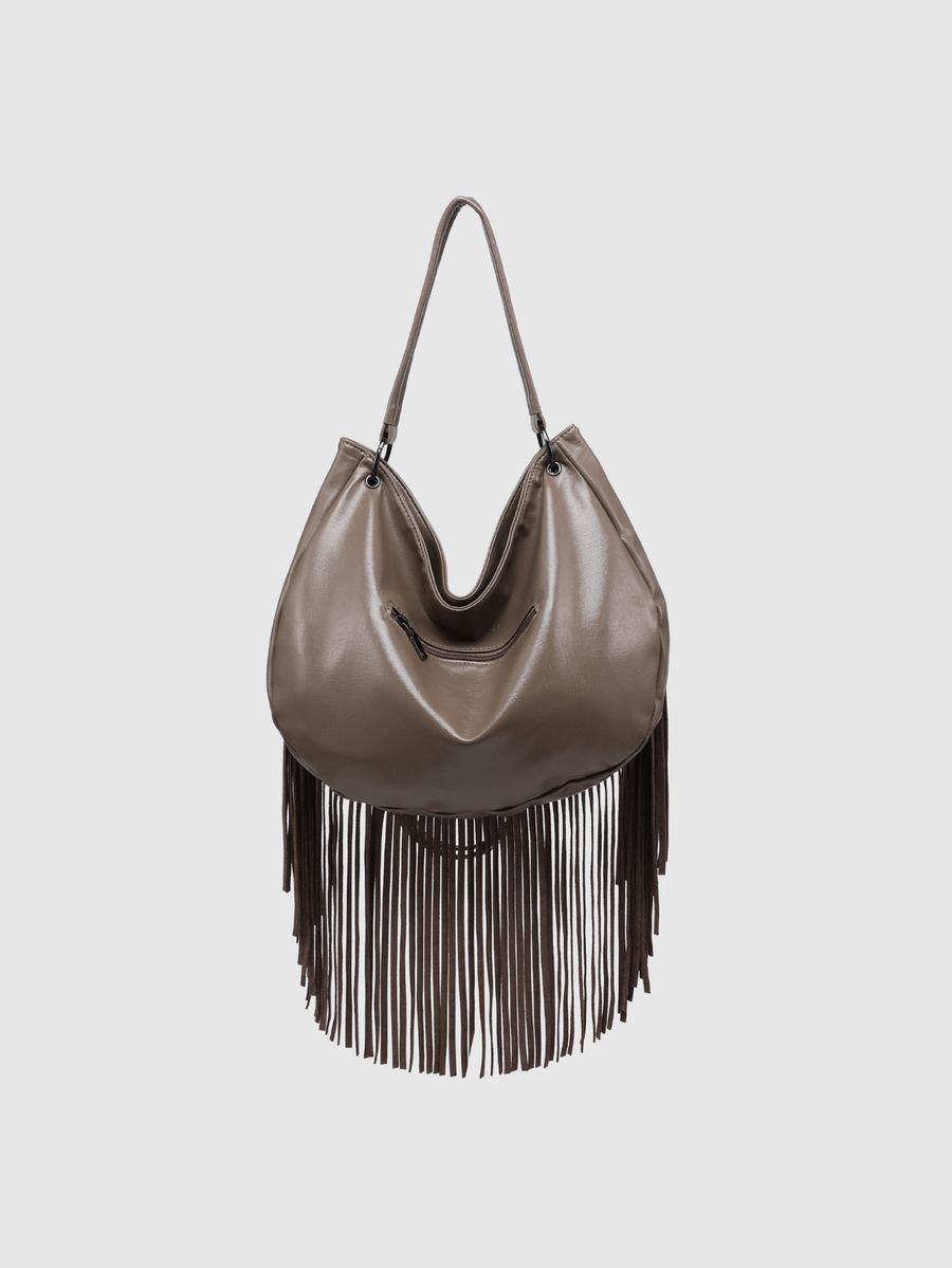 Sac hobo à franges kaki vue dos