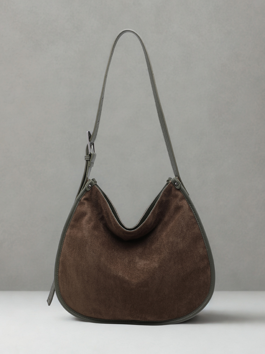 Sac hobo aspect daim brun