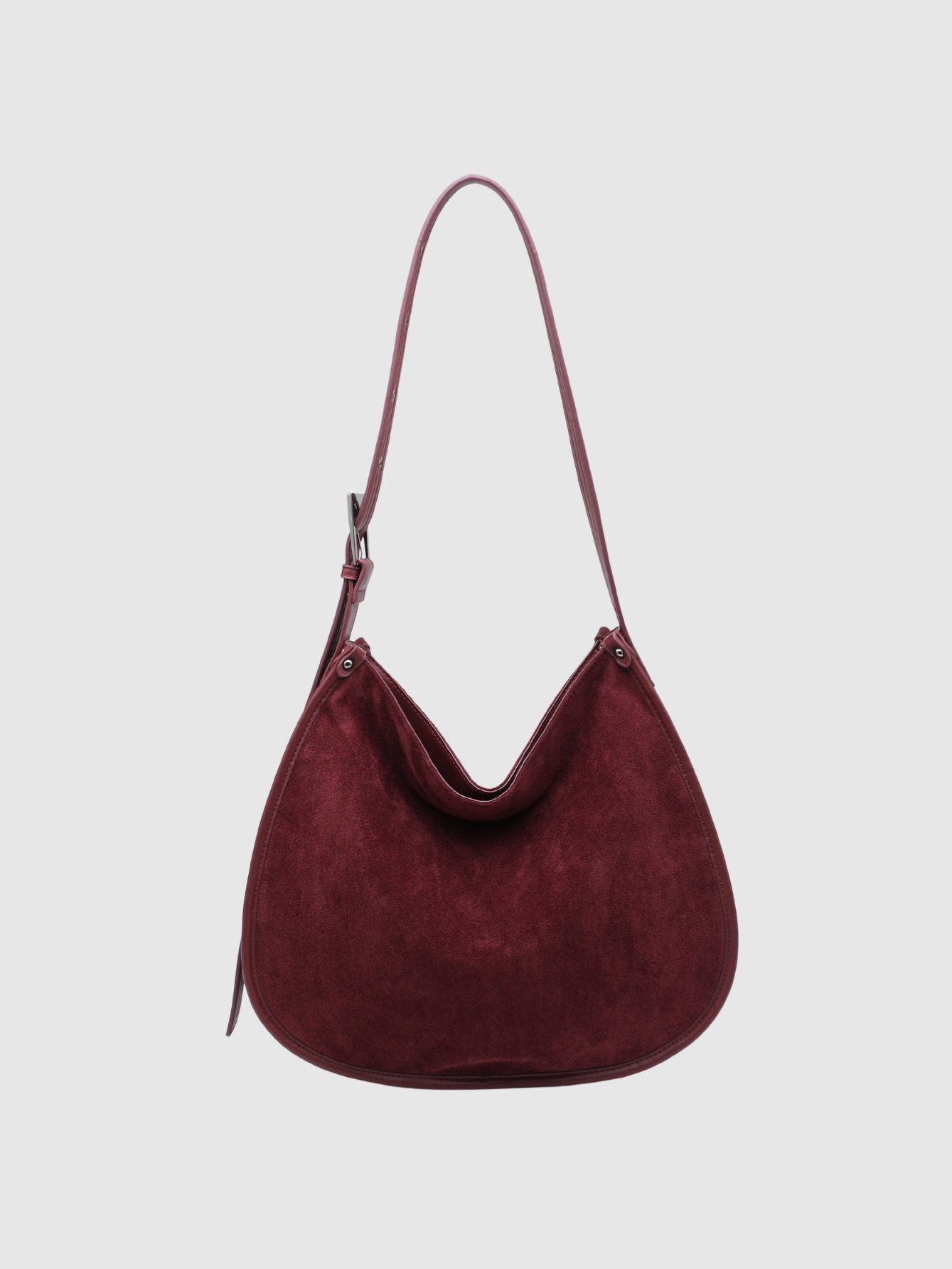 Sac hobo aspect daim bordeaux