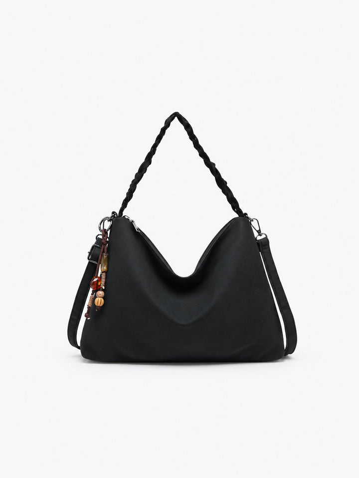 Sac hobo noir à anse tressée