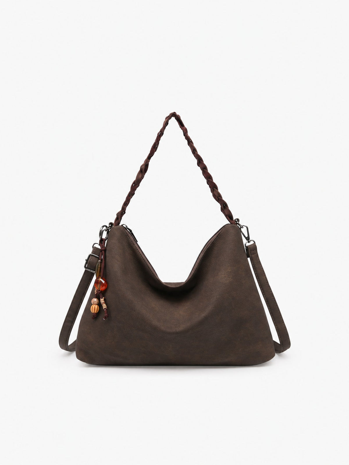 Sac hobo marron à anse tressée