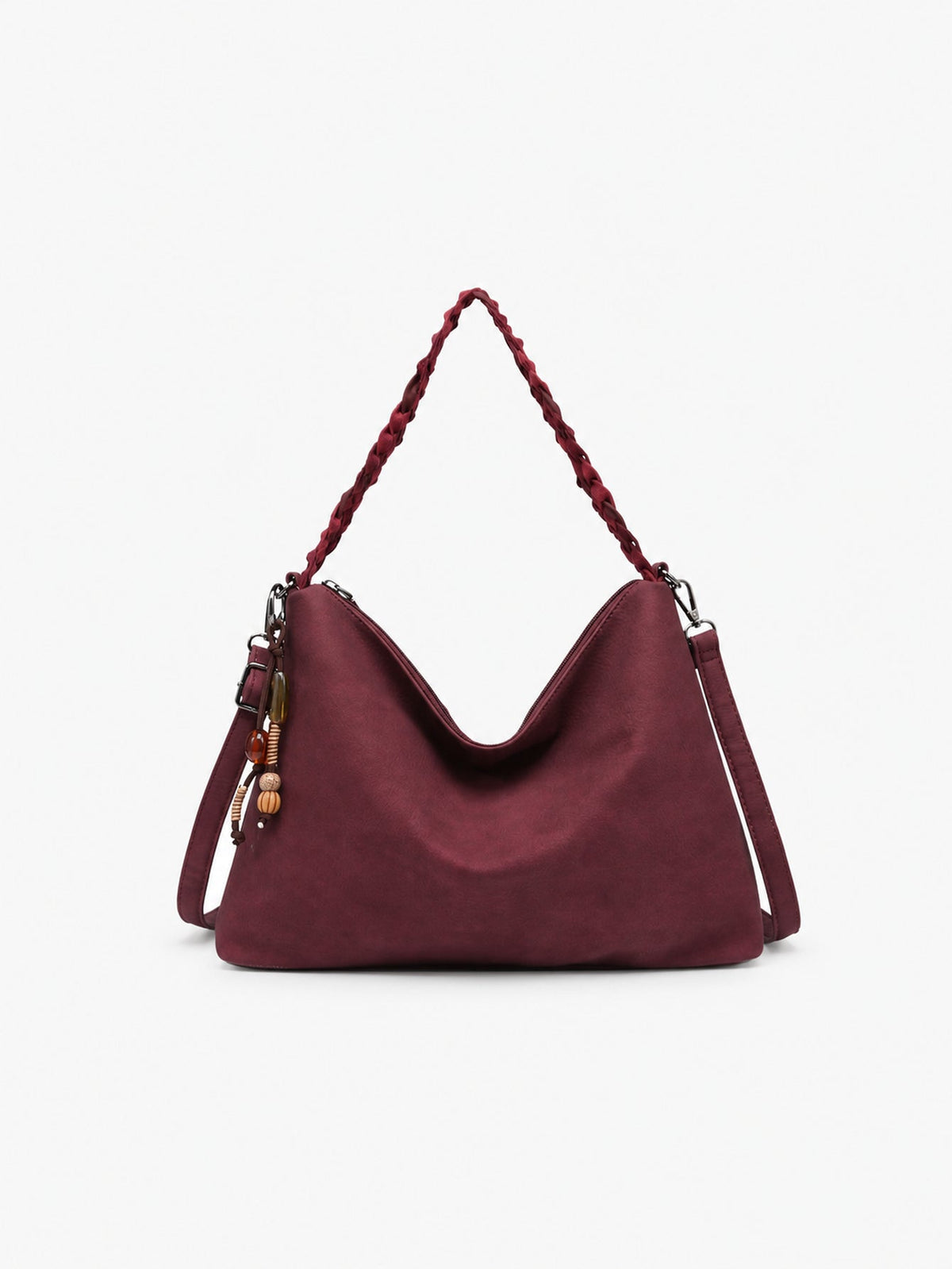 Sac hobo bordeaux à anse tressée