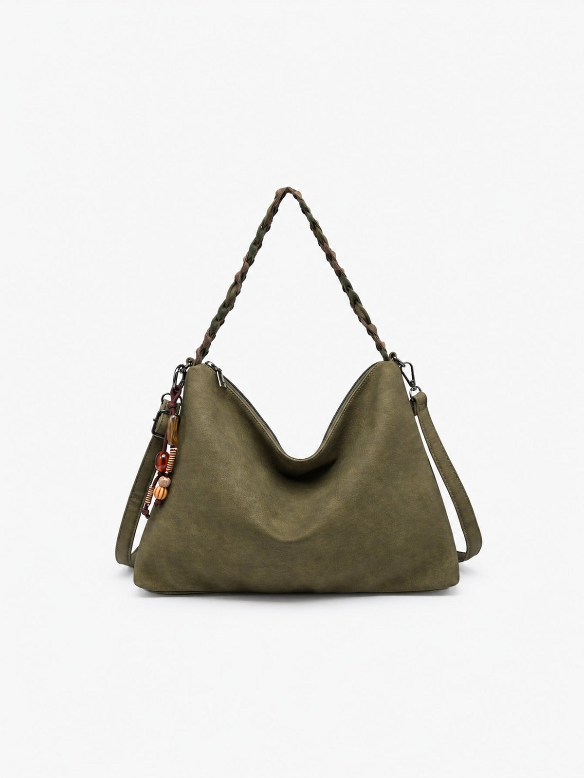 Sac hobo kaki à anse tressée