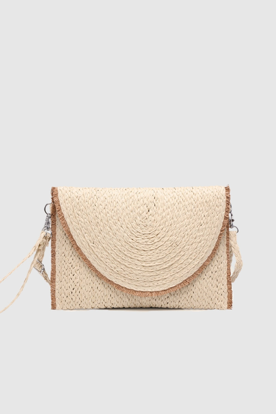 sac pochette en raphia tresse a rabat contraste image 1