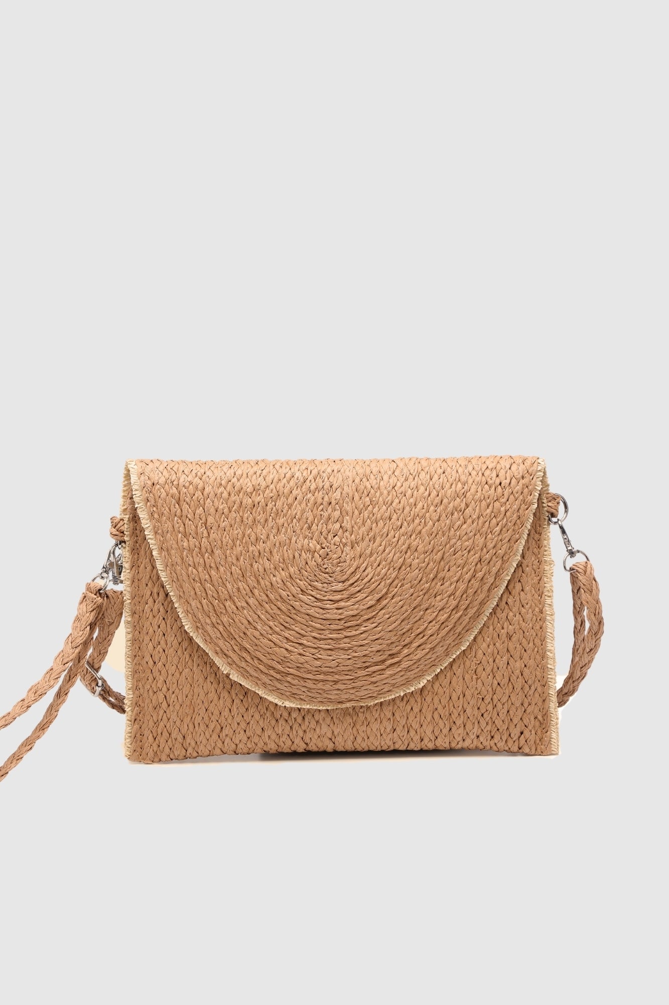 sac pochette en raphia tresse a rabat contraste image 3