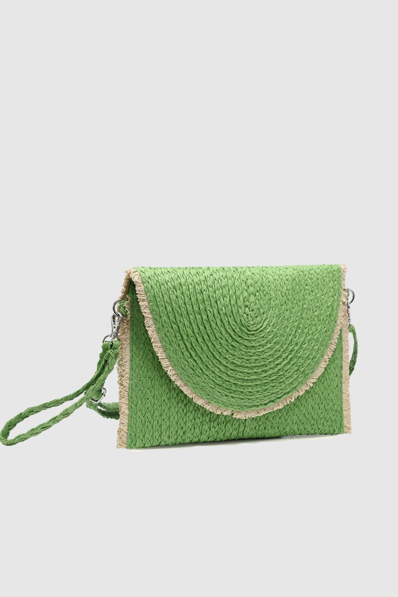 sac pochette en raphia tresse a rabat contraste image 5
