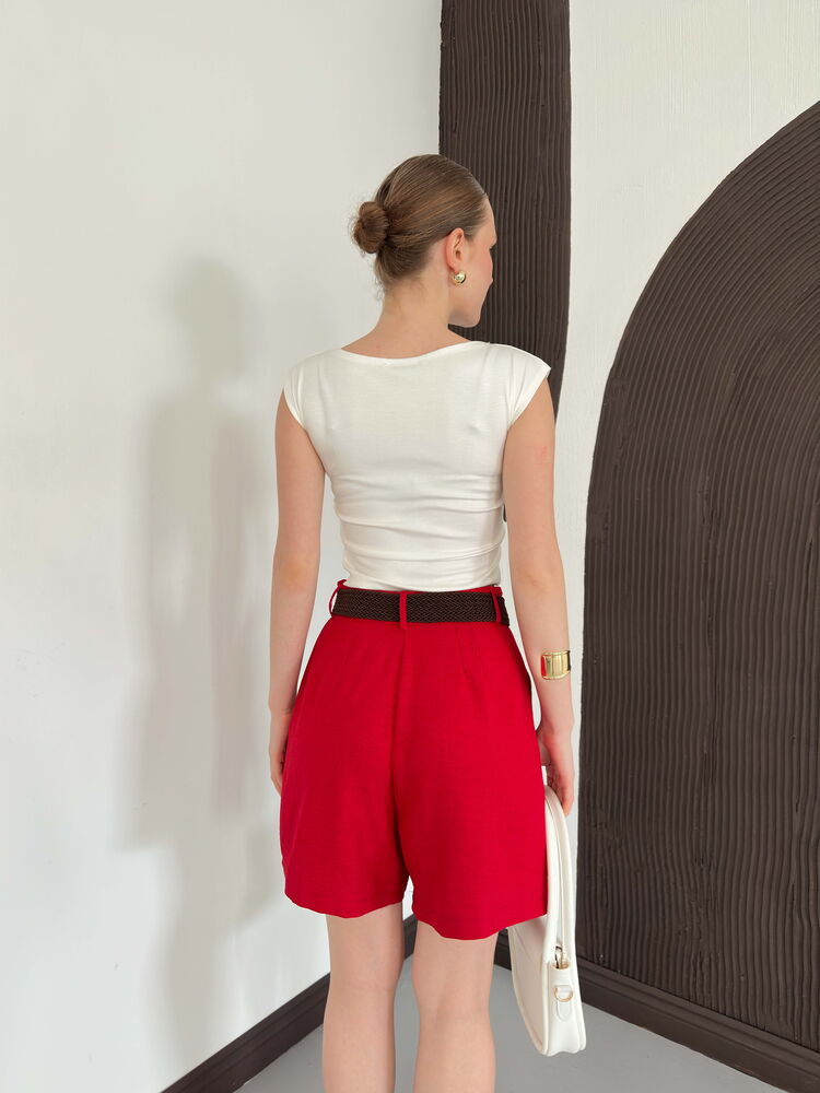 top13839 short bermuda rouge a taille haute image 5