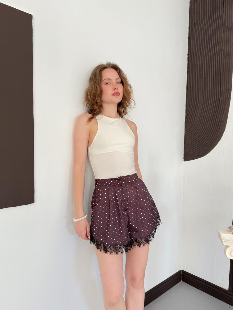 top13838 short rouge bordeaux a pois taille haute sac en papier image 3