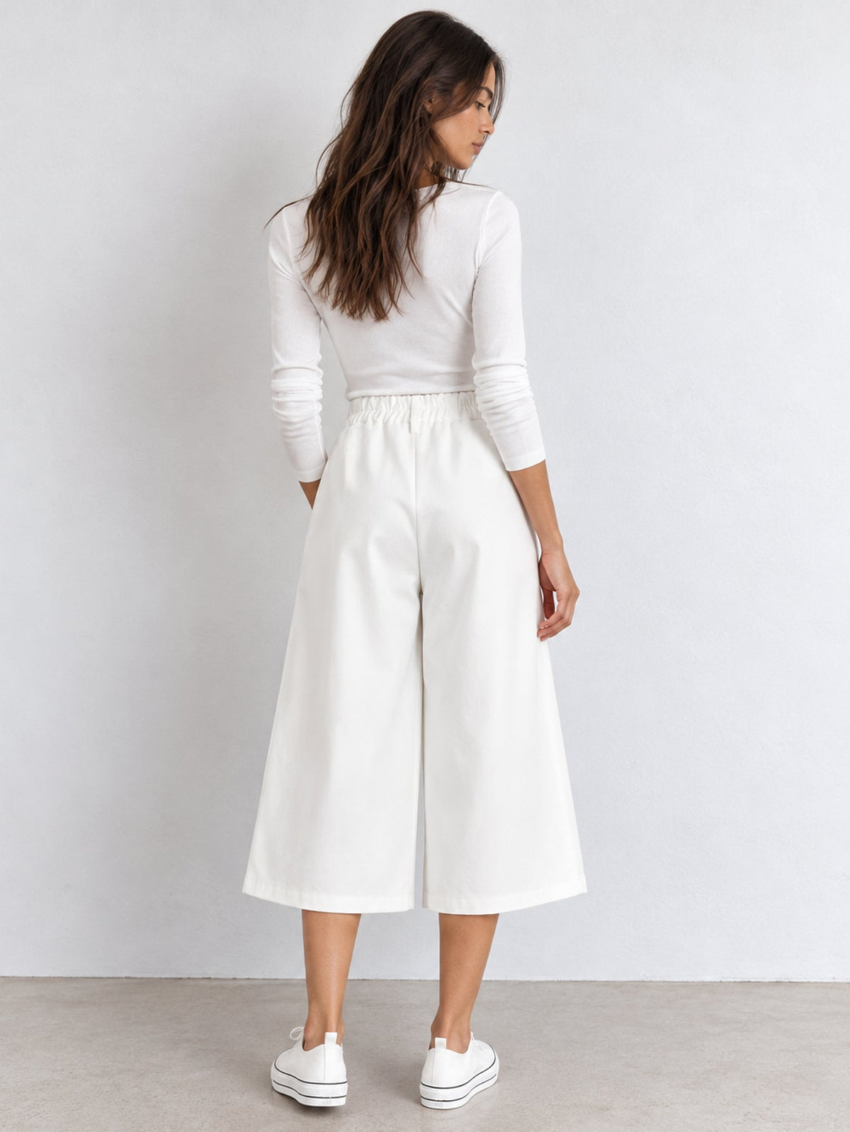 Dos jupe culotte blanche taille élastiquée