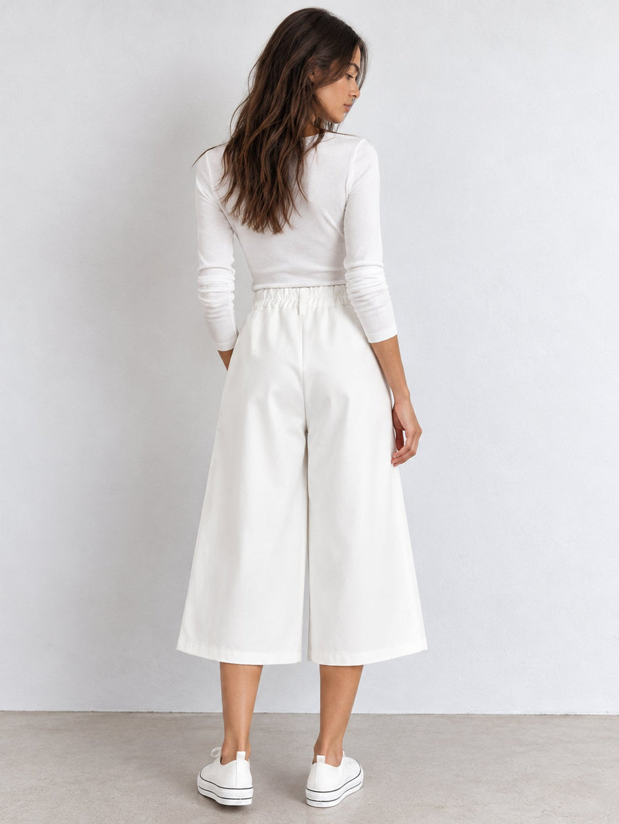 Dos jupe culotte blanche taille élastiquée