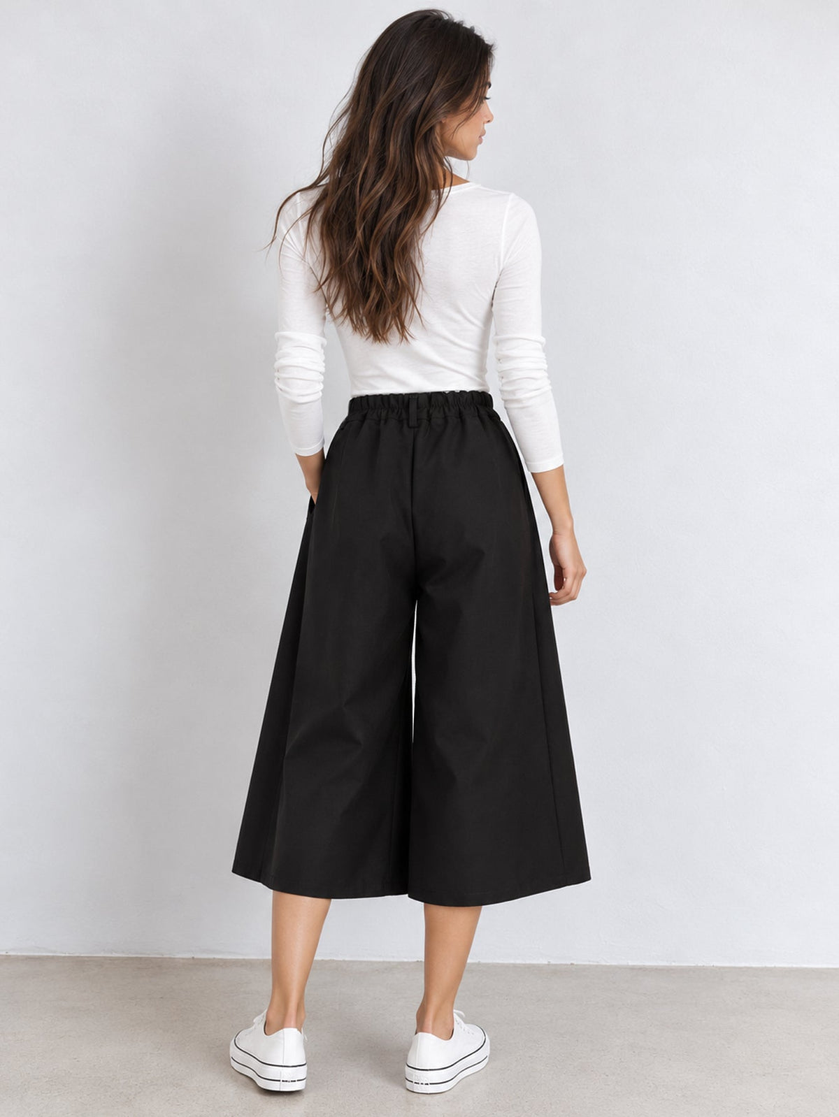 Dos jupe culotte noire taille élastiquée
