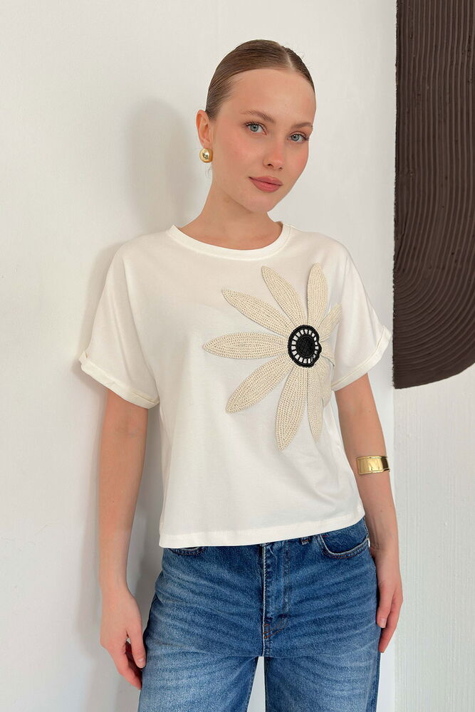top13841 chemisier blanc decontracte a motif papillon image 1