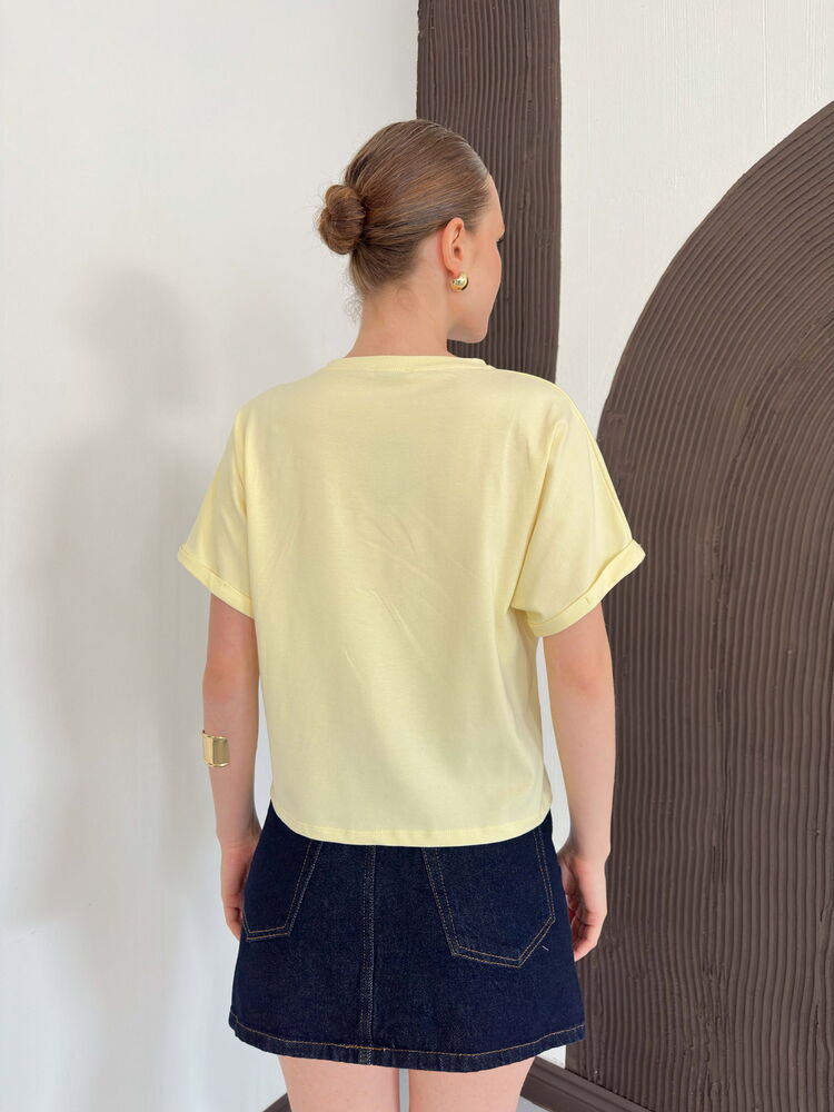 top13845 jaune decontracte mignon chemisier image 5
