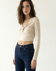 Crop top à manches longues – Décolleté twist