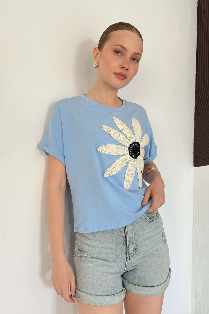 top13844 bleu decontracte mignon streetwear chemisier image 1