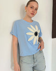 top13844 bleu decontracte mignon streetwear chemisier image 1