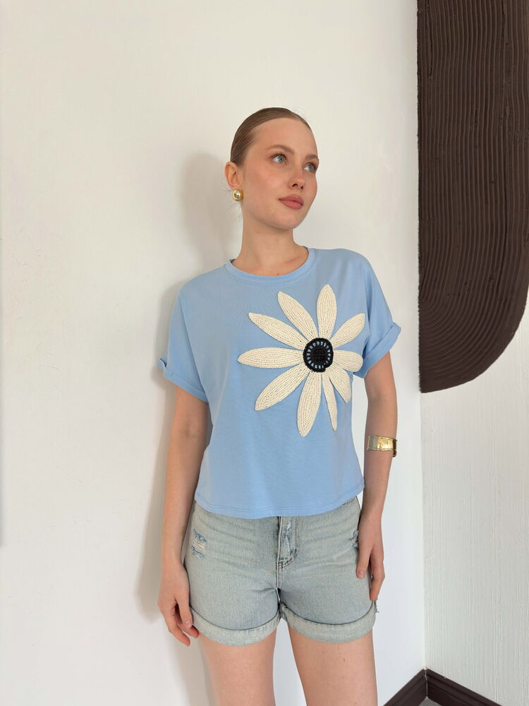 top13844 bleu decontracte mignon streetwear chemisier image 2
