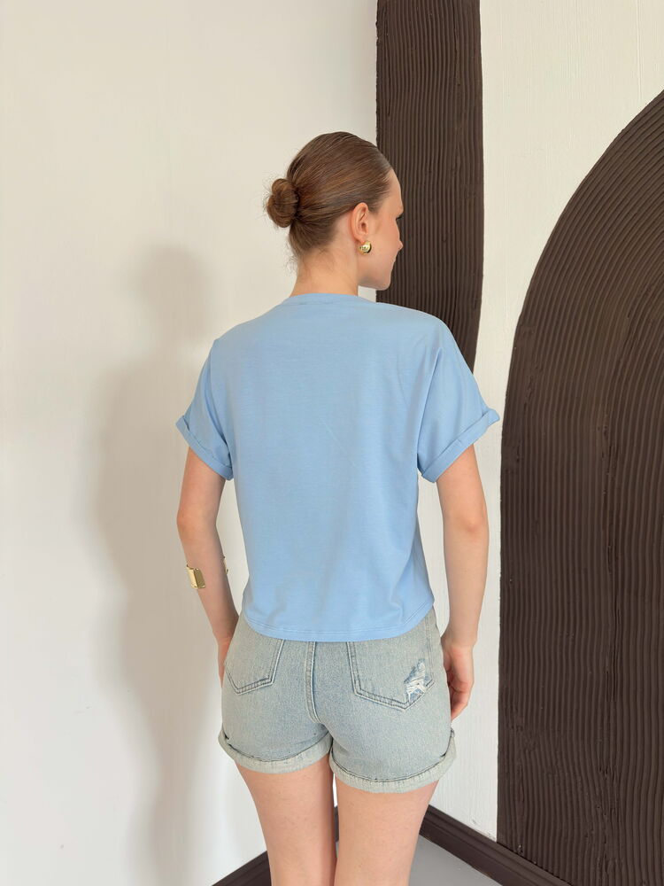 top13844 bleu decontracte mignon streetwear chemisier image 5